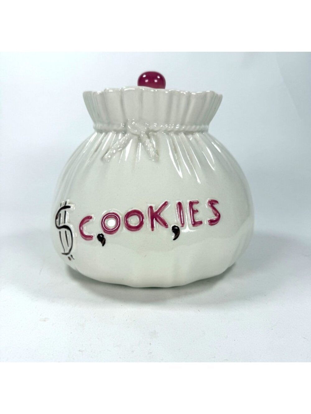 Vintage Abingdon USA Pottery White Cookie Jar 588 With Lid 1940s Collectible